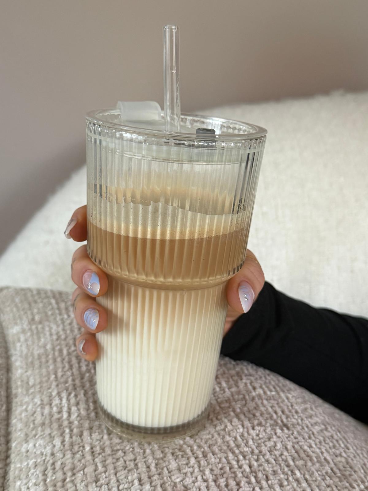Ice Coffee Cup With Lid & Straw