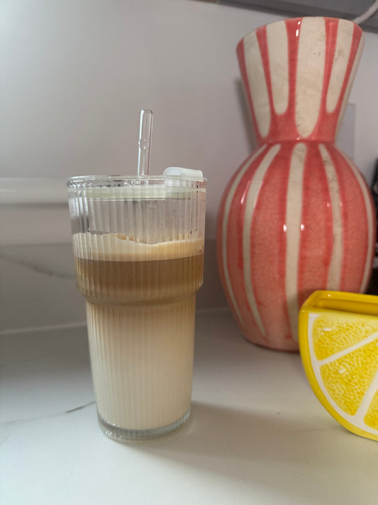 Ice Coffee Cup With Lid & Straw